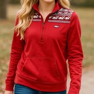 Vineyard Vines Sweatshirt Women Medium Red Whale Aztec Southwestern Pullover